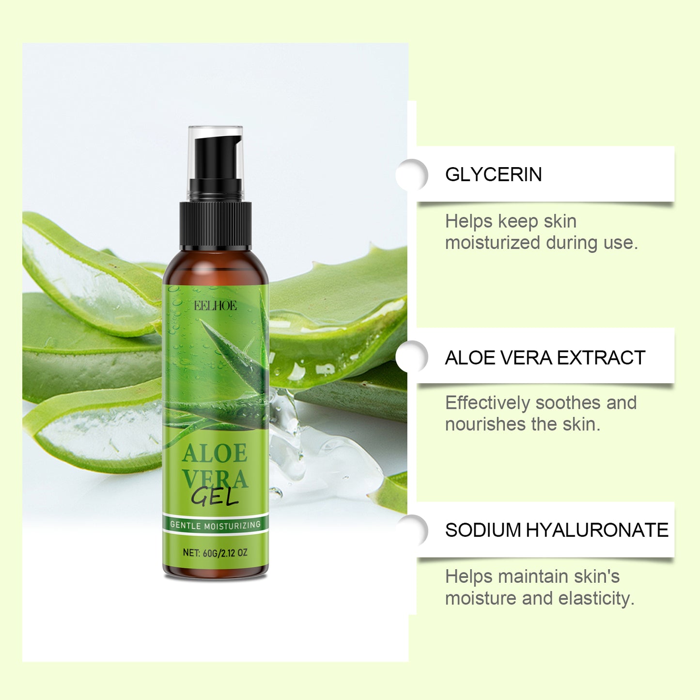 Soins gel Aloe Vera EELHOE visage apaisant