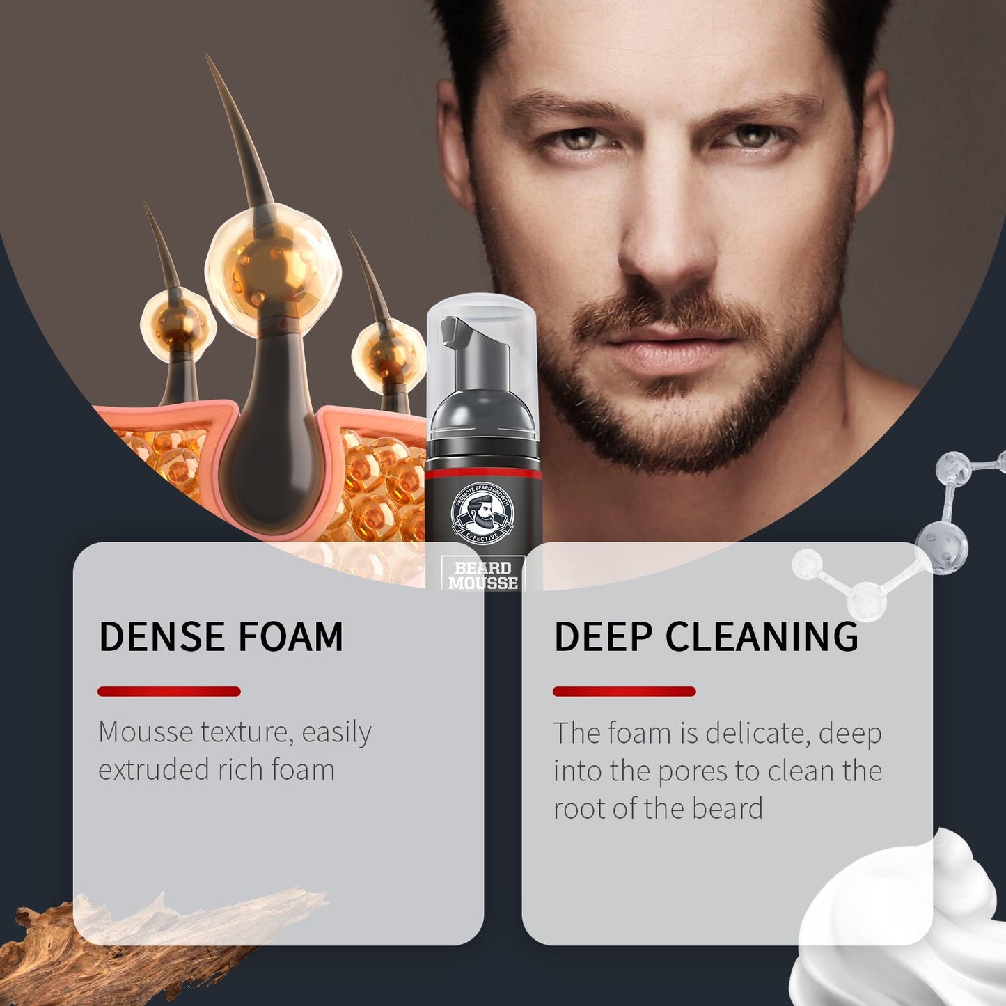 Mousse nettoyante barbe et visage homme hydratante