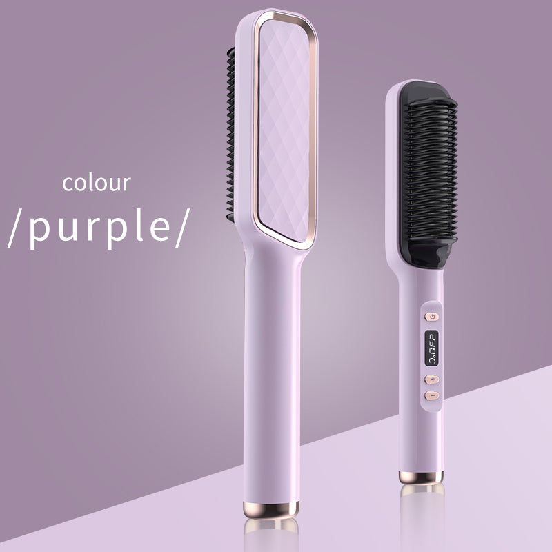 Brosse lissante LCD 2 en 1. Lisseur à ions négatifs, revêtement céramique, cheveux lisses & brillants sans frisottis.