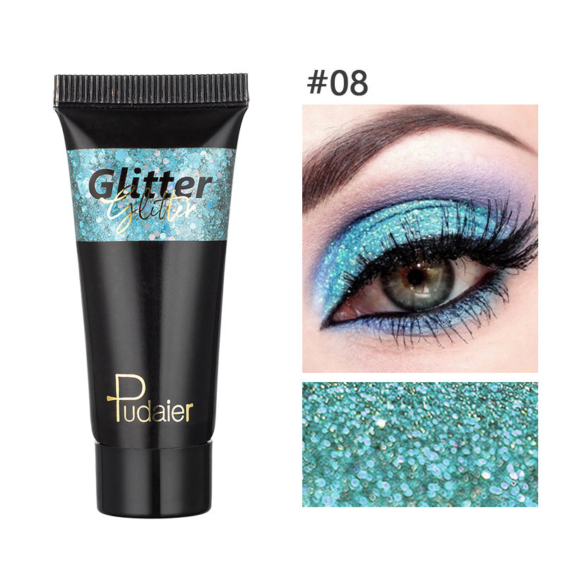 Pudaier Glitter Liquid Eyeshadow Monochrome Makeup Glitter Face Body 12 Colors Shimmering