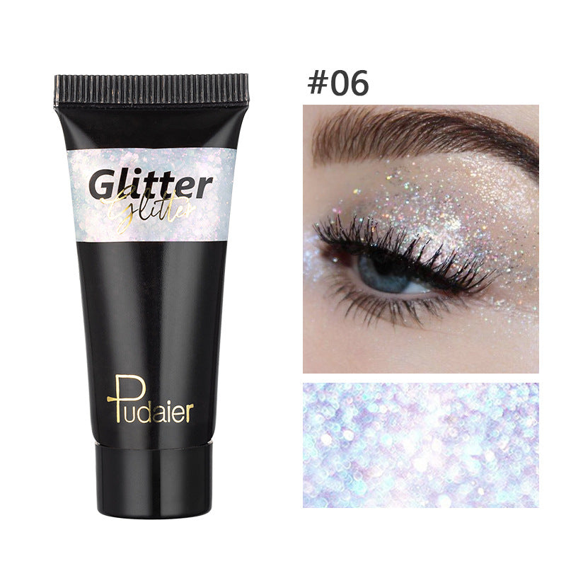 Pudaier Glitter Liquid Eyeshadow Monochrome Makeup Glitter Face Body 12 Colors Shimmering