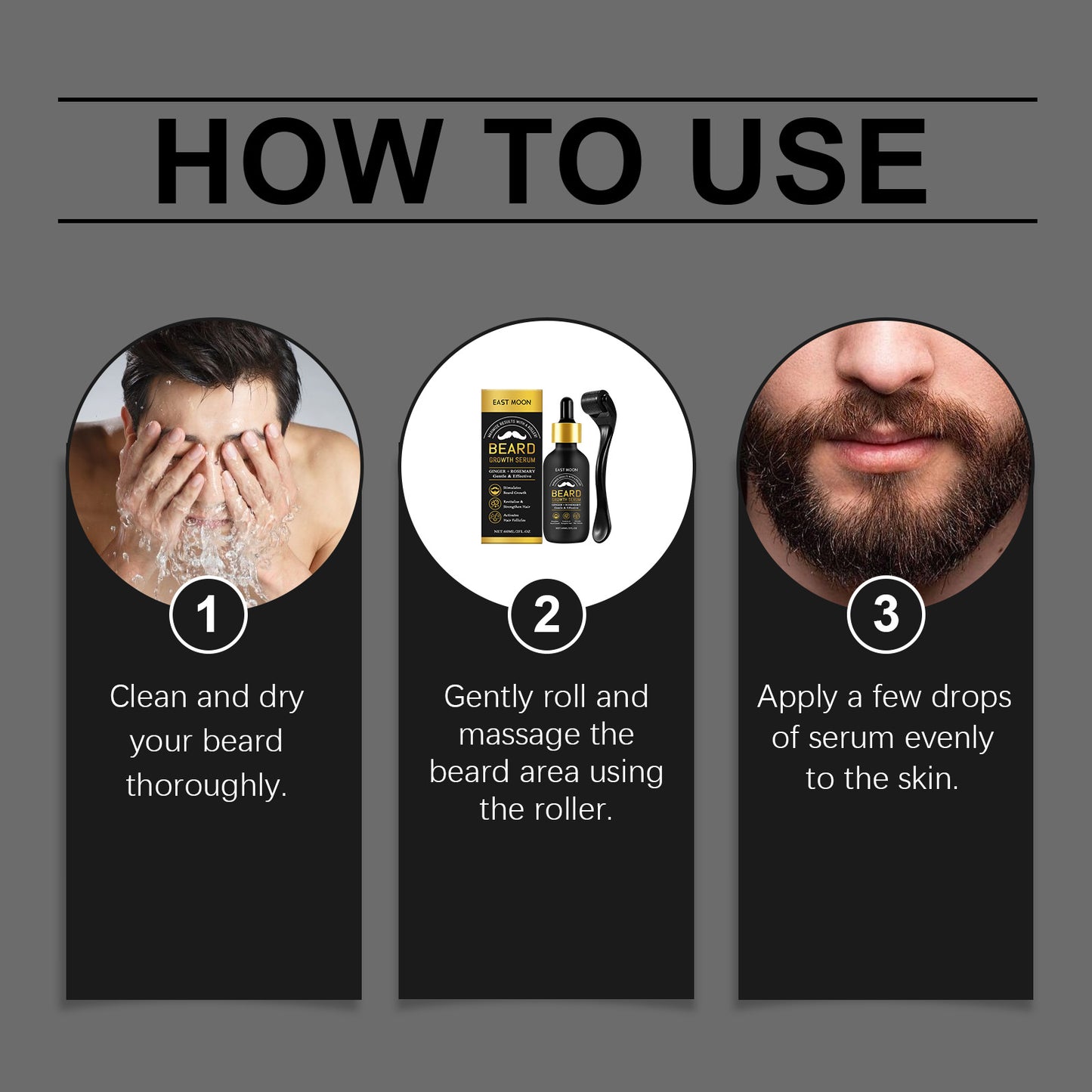 Huile à barbe homme East Moon – Douceur & Hydratation