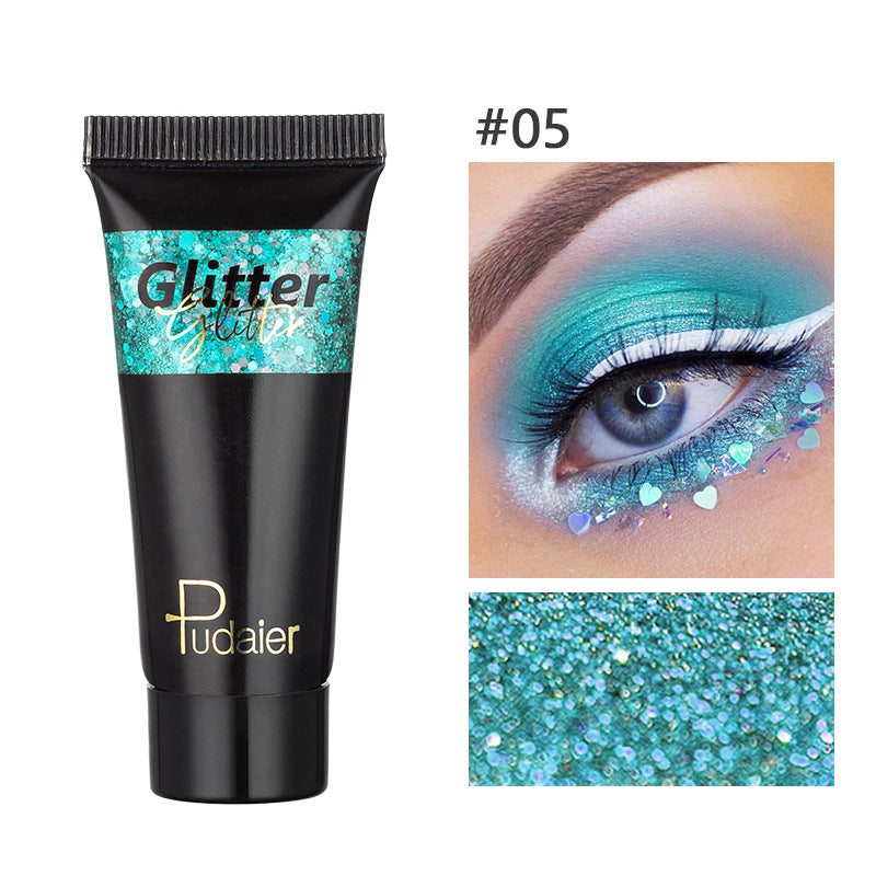 Pudaier Glitter Liquid Eyeshadow Monochrome Makeup Glitter Face Body 12 Colors Shimmering