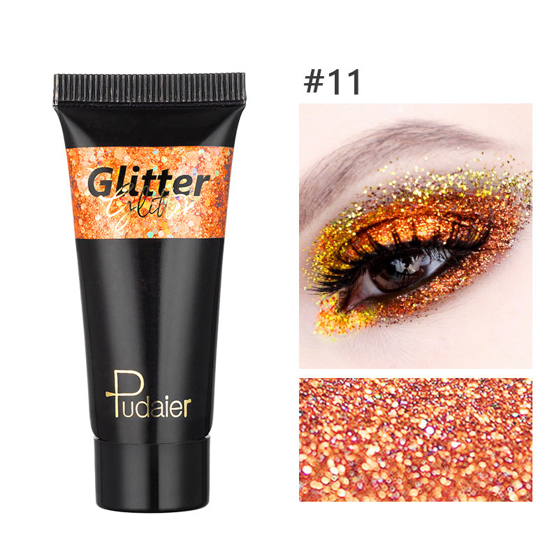Pudaier Glitter Liquid Eyeshadow Monochrome Makeup Glitter Face Body 12 Colors Shimmering