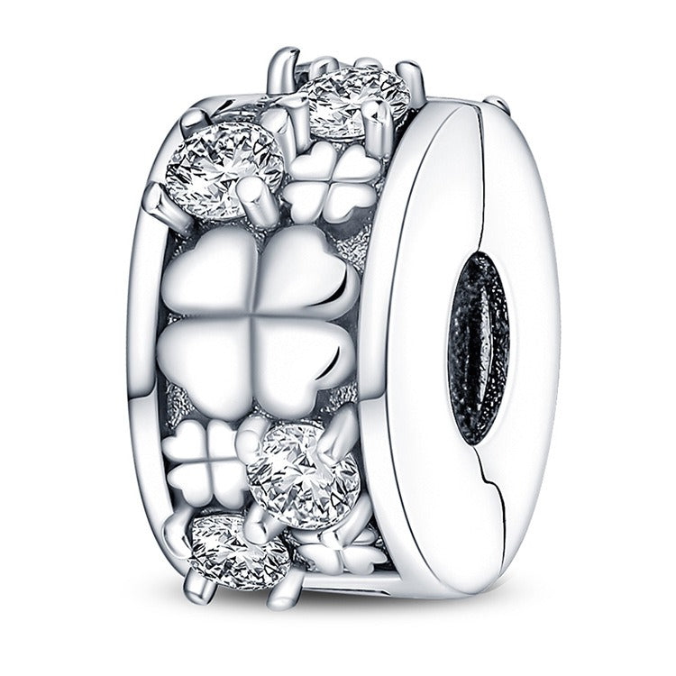 Fermoir trèfle à quatre feuilles – Accessoires DIY pour bijoux | Cuivre plaqué argent 925 | Breloque porte-bonheur