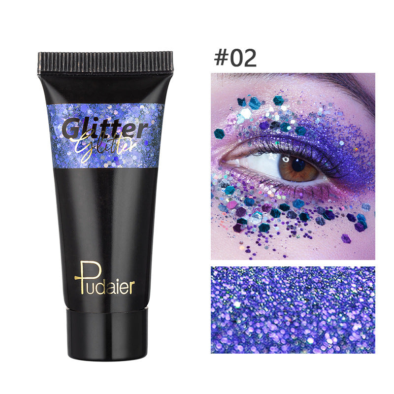 Pudaier Glitter Liquid Eyeshadow Monochrome Makeup Glitter Face Body 12 Colors Shimmering