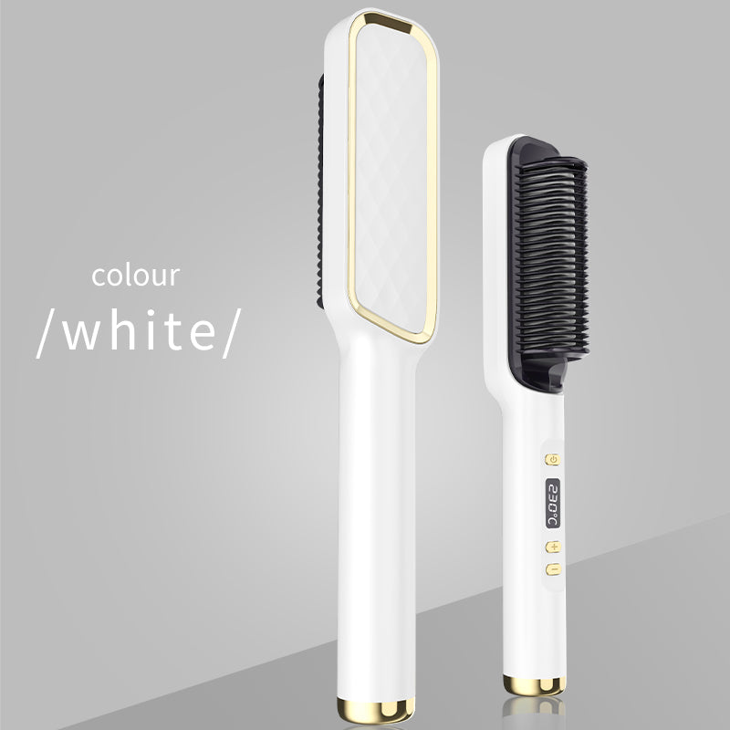 Brosse lissante LCD 2 en 1. Lisseur à ions négatifs, revêtement céramique, cheveux lisses & brillants sans frisottis.