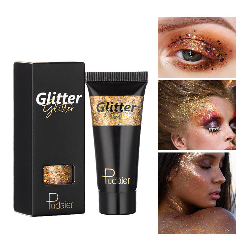 Pudaier Glitter Liquid Eyeshadow Monochrome Makeup Glitter Face Body 12 Colors Shimmering