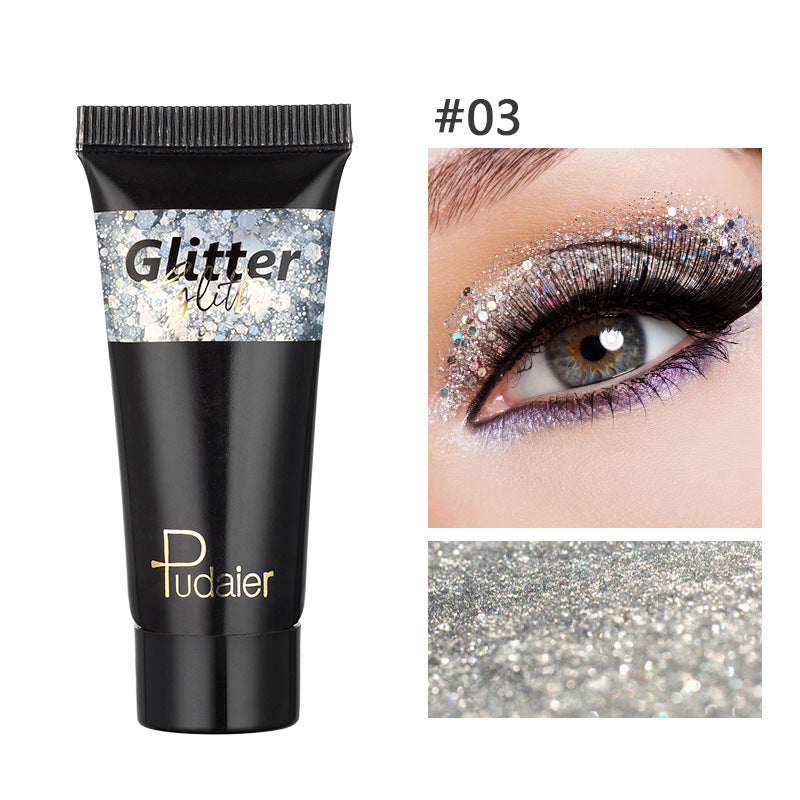 Pudaier Glitter Liquid Eyeshadow Monochrome Makeup Glitter Face Body 12 Colors Shimmering