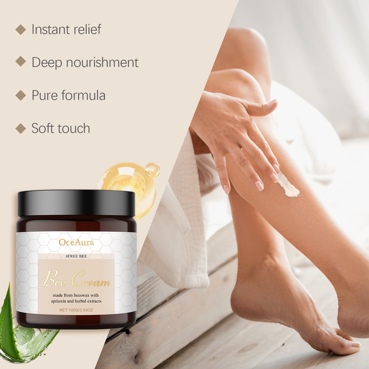 La crème au venin d'abeille OceAura hydrate, nourrit et apaise.