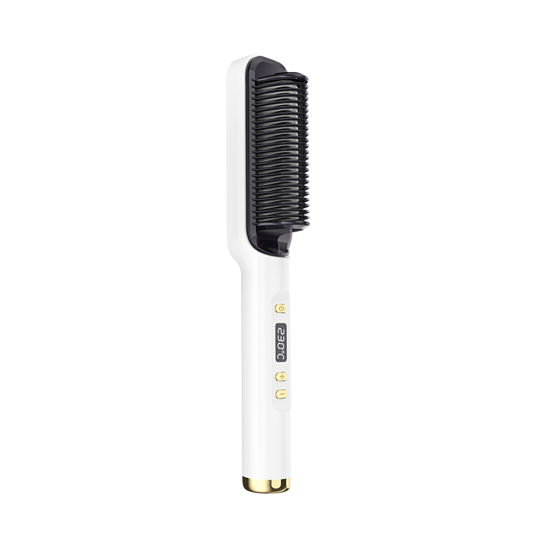 Brosse lissante LCD 2 en 1. Lisseur à ions négatifs, revêtement céramique, cheveux lisses & brillants sans frisottis.