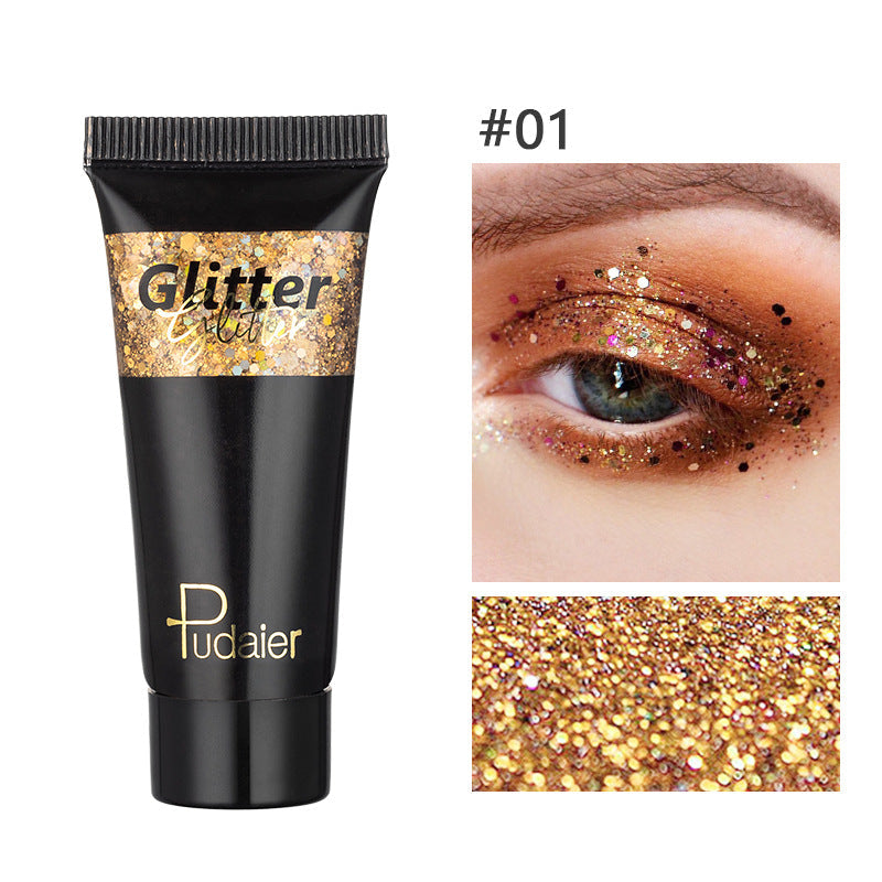 Pudaier Glitter Liquid Eyeshadow Monochrome Makeup Glitter Face Body 12 Colors Shimmering