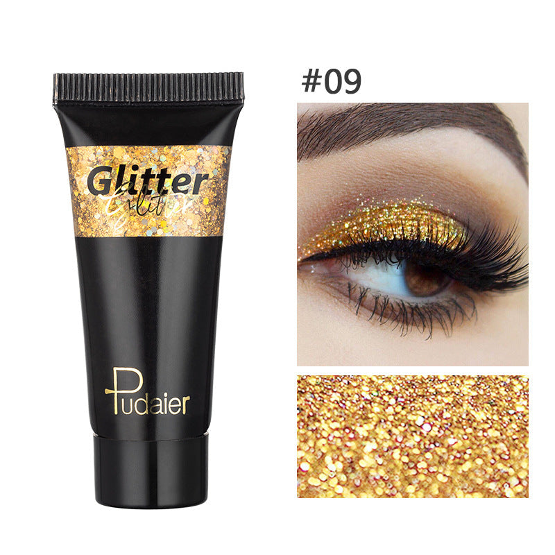 Pudaier Glitter Liquid Eyeshadow Monochrome Makeup Glitter Face Body 12 Colors Shimmering