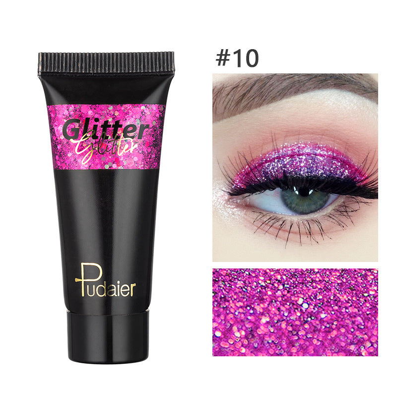 Pudaier Glitter Liquid Eyeshadow Monochrome Makeup Glitter Face Body 12 Colors Shimmering