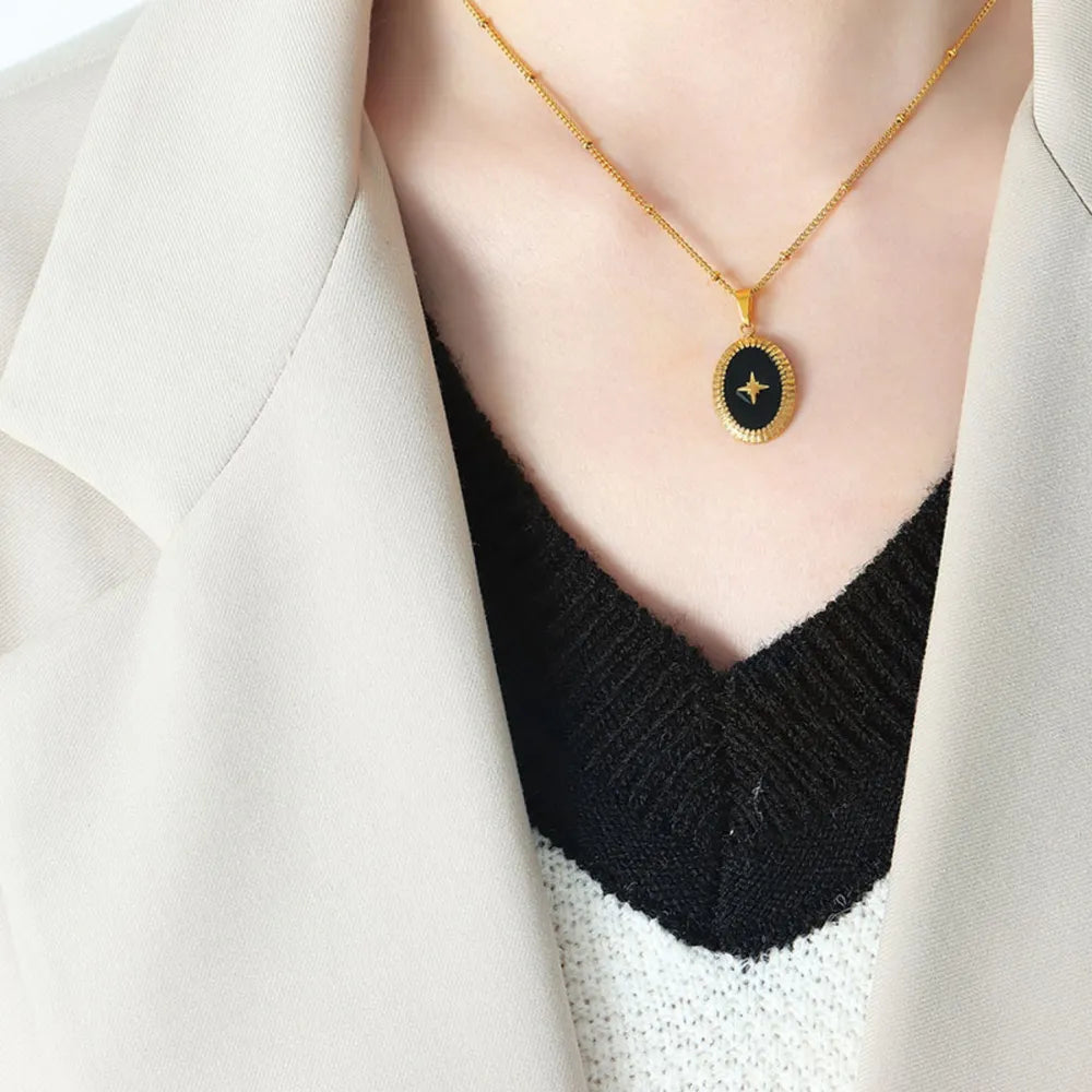 Boutique ÉclatsChic Collier avec pendentif géométrique en forme d'étoile et d'huile en acier titane 5587B3CE8EA749AEB50F56D6034D3128 Soins santé
