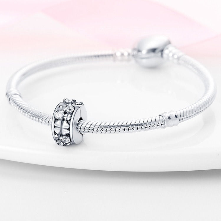 Fermoir trèfle à quatre feuilles – Accessoires DIY pour bijoux | Cuivre plaqué argent 925 | Breloque porte-bonheur