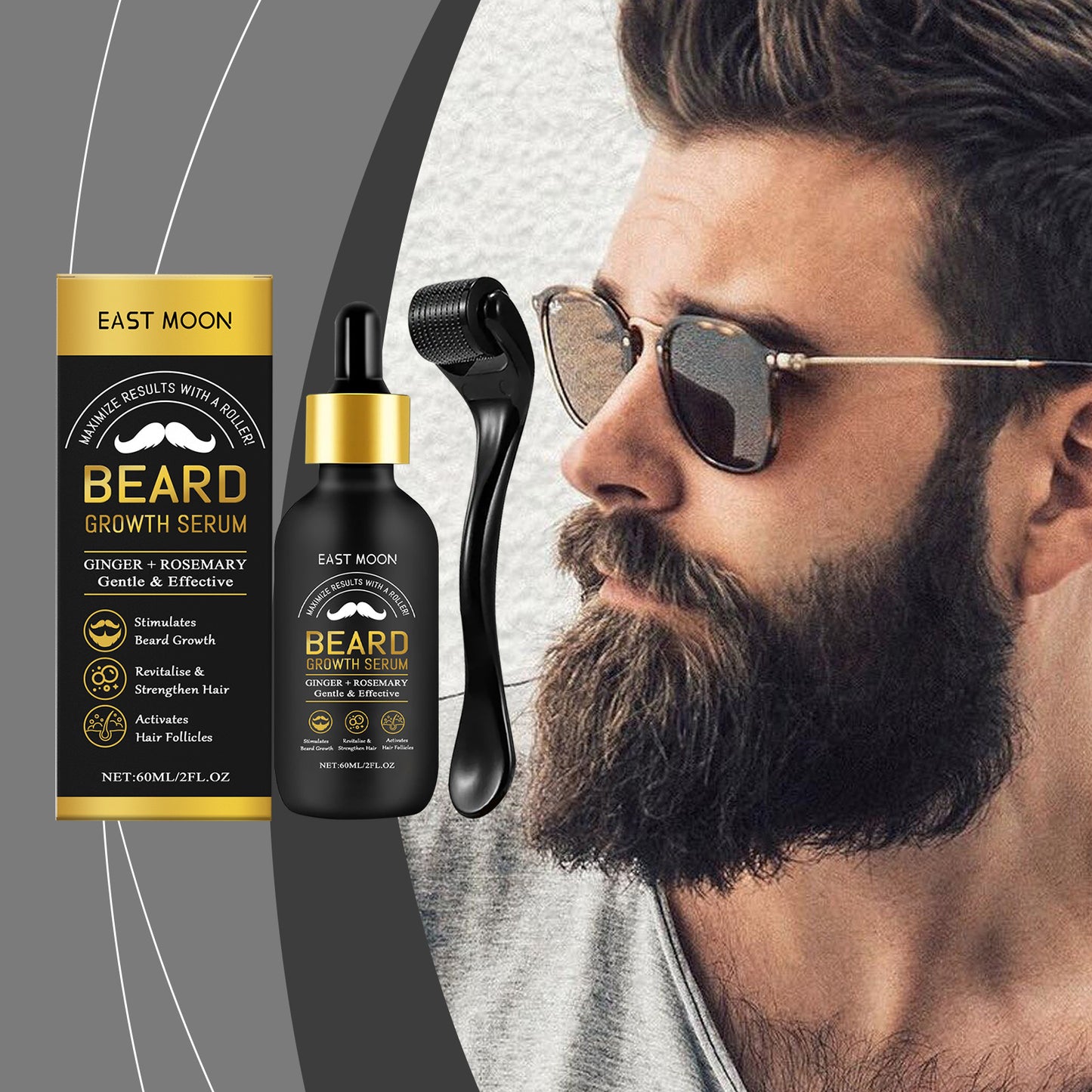 Huile à barbe homme East Moon – Douceur & Hydratation