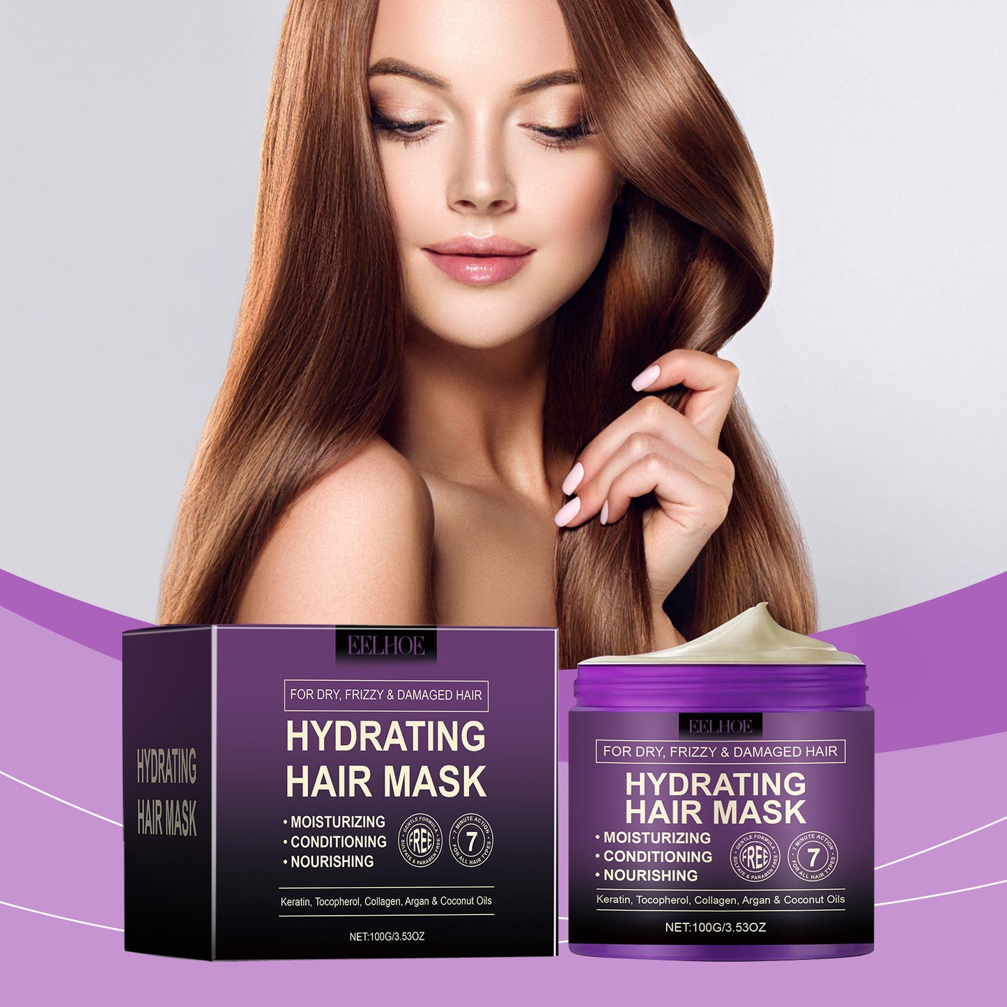 Masque cheveux au collagène, kératine EELHOE