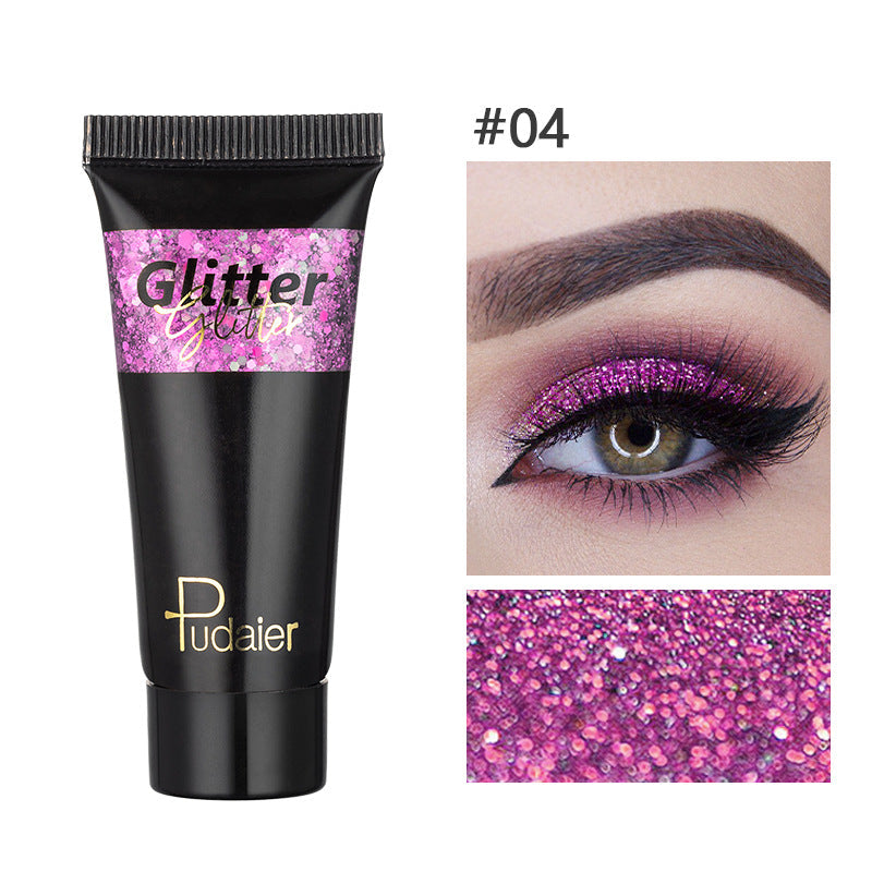 Pudaier Glitter Liquid Eyeshadow Monochrome Makeup Glitter Face Body 12 Colors Shimmering