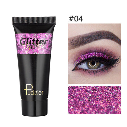 Pudaier Glitter Liquid Eyeshadow Monochrome Makeup Glitter Face Body 12 Colors Shimmering