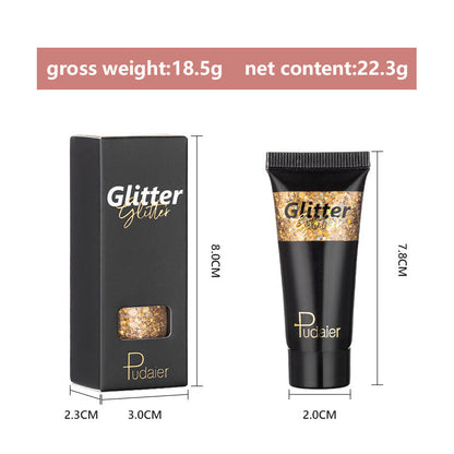 Pudaier Glitter Liquid Eyeshadow Monochrome Makeup Glitter Face Body 12 Colors Shimmering