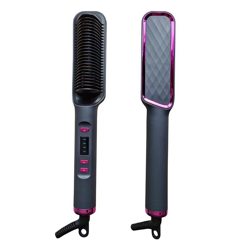Brosse lissante LCD 2 en 1. Lisseur à ions négatifs, revêtement céramique, cheveux lisses & brillants sans frisottis.