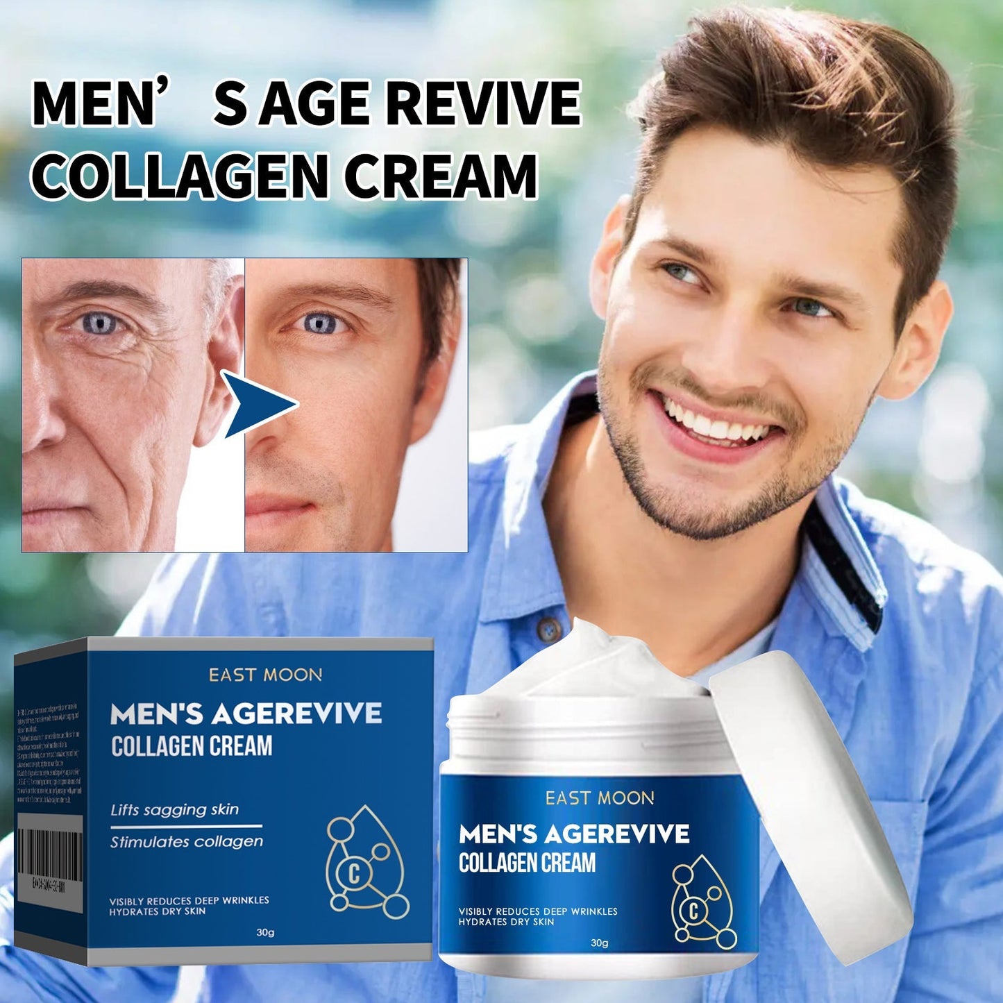 Crème collagène anti-rides homme hydratante