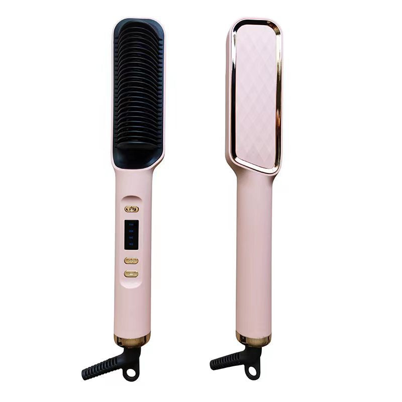 Brosse lissante LCD 2 en 1. Lisseur à ions négatifs, revêtement céramique, cheveux lisses & brillants sans frisottis.