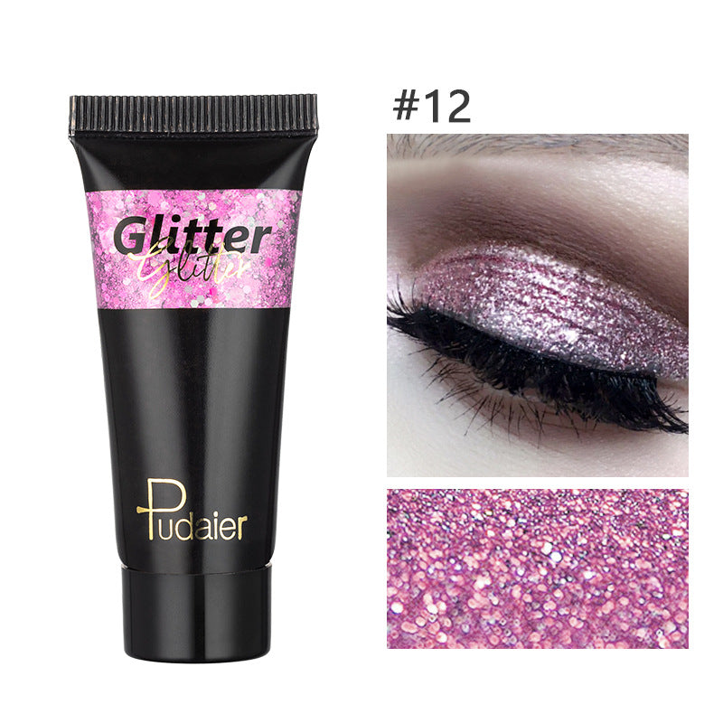Pudaier Glitter Liquid Eyeshadow Monochrome Makeup Glitter Face Body 12 Colors Shimmering