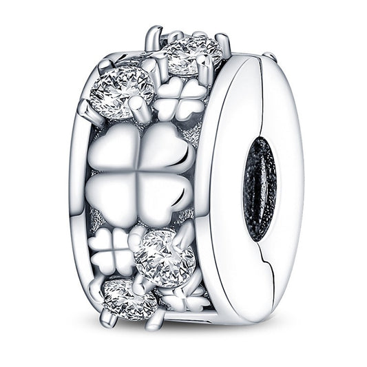 Fermoir trèfle à quatre feuilles – Accessoires DIY pour bijoux | Cuivre plaqué argent 925 | Breloque porte-bonheur