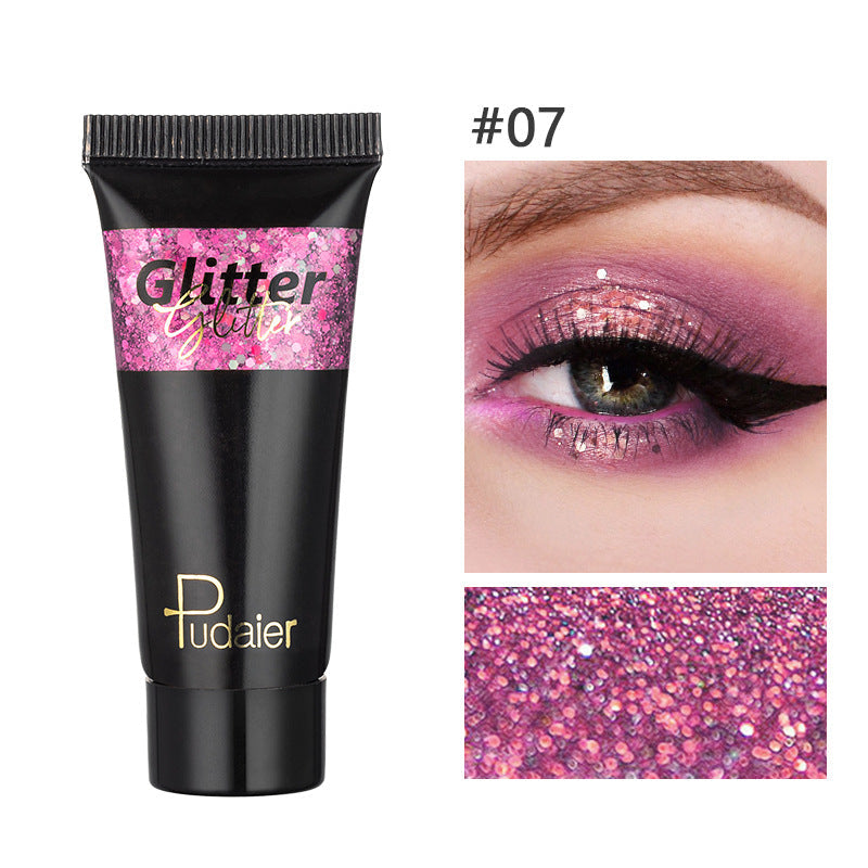 Pudaier Glitter Liquid Eyeshadow Monochrome Makeup Glitter Face Body 12 Colors Shimmering