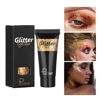 Pudaier Glitter Liquid Eyeshadow Monochrome Makeup Glitter Face Body 12 Colors Shimmering