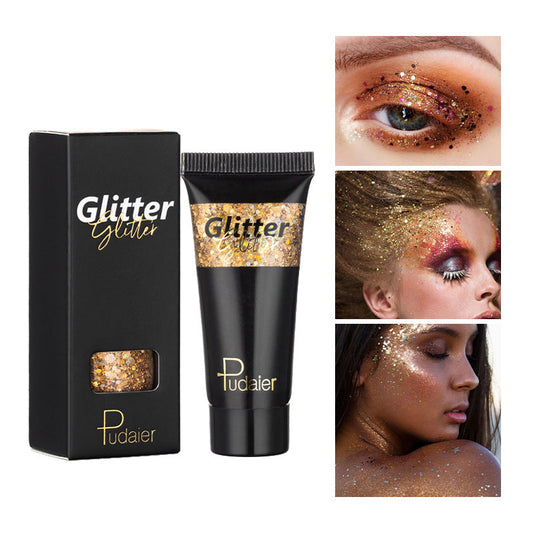 Pudaier Glitter Liquid Eyeshadow Monochrome Makeup Glitter Face Body 12 Colors Shimmering