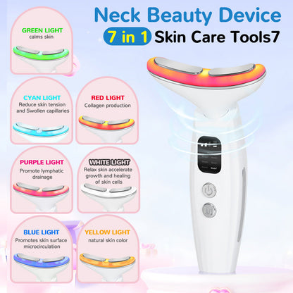Appareil beauté cou 7 couleurs avec écran Massage LED Anti rides