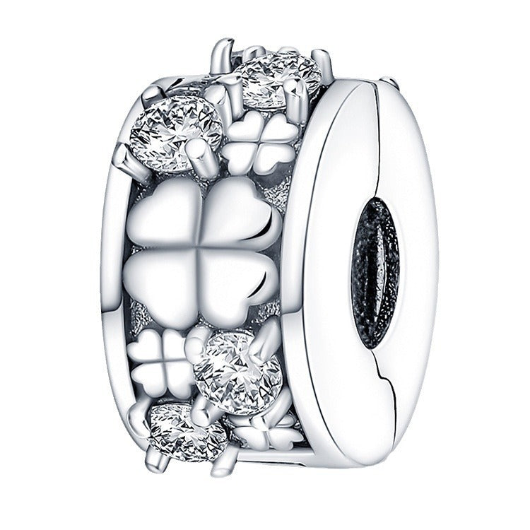 Fermoir trèfle à quatre feuilles – Accessoires DIY pour bijoux | Cuivre plaqué argent 925 | Breloque porte-bonheur