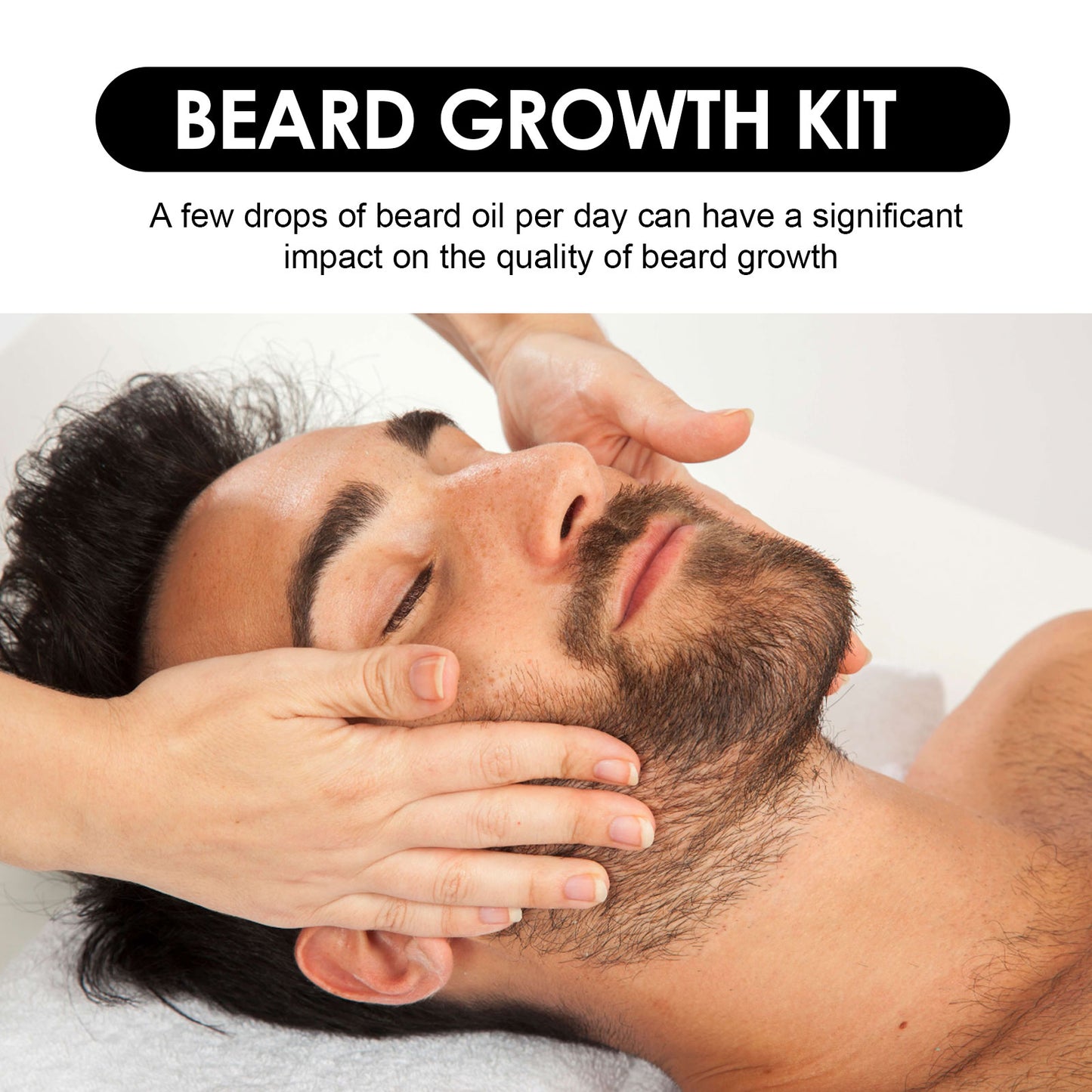 Kit soin barbe homme avec sérum nourrissant & rouleau inox. Favorise la croissance, la densité et la santé de la barbe.
