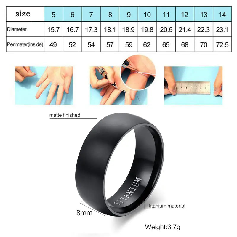 ZOPI  Bague homme 100% titane noir 8 mm 168797006;20250911;1757608375ZqYCe Bijoux homme