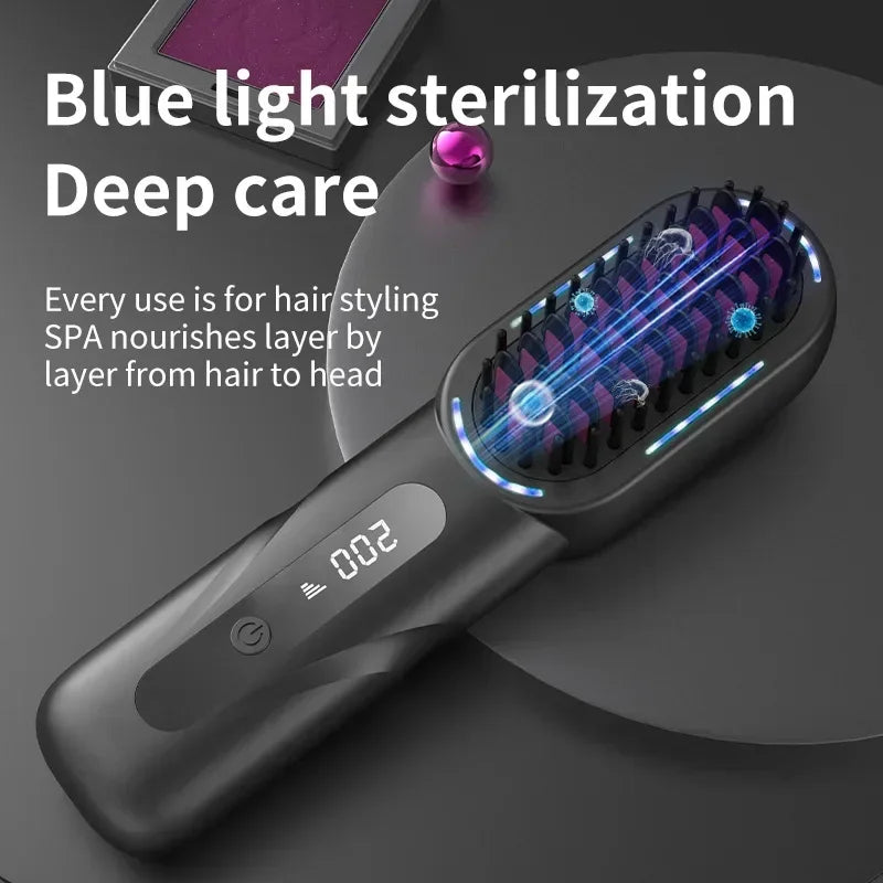 Brosse lissante sans fil cheveux Fer à lisser et boucleur rechargeable