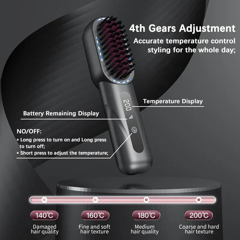 Brosse lissante sans fil cheveux Fer à lisser et boucleur rechargeable