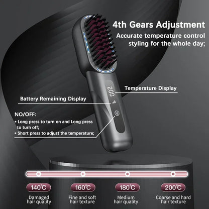 Brosse lissante sans fil cheveux Fer à lisser et boucleur rechargeable