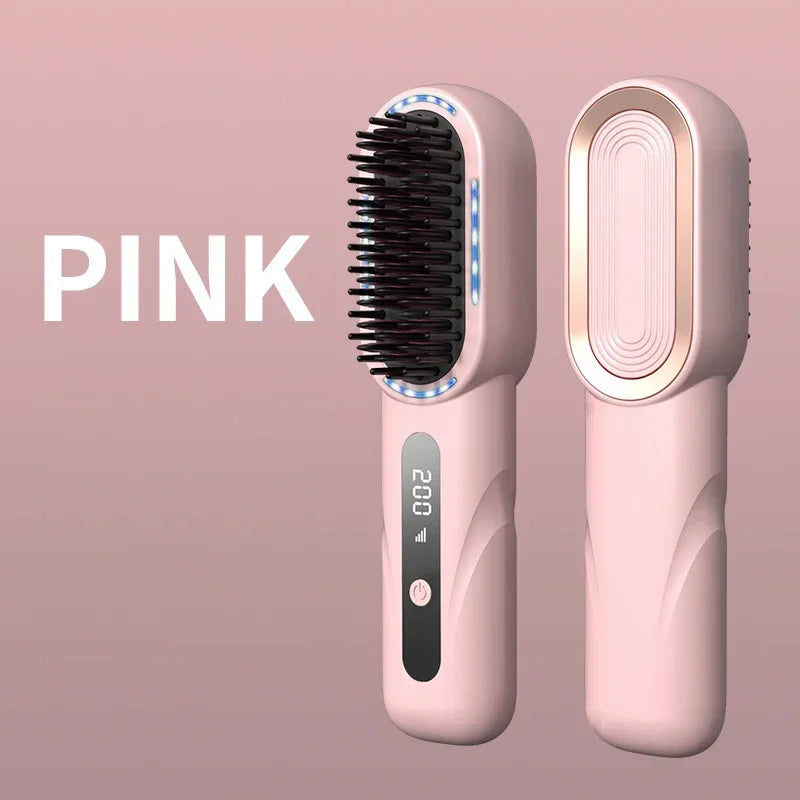 Brosse lissante sans fil cheveux Fer à lisser et boucleur rechargeable