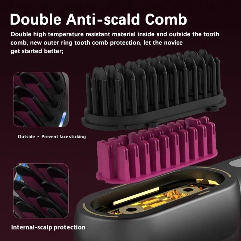 Brosse lissante sans fil cheveux Fer à lisser et boucleur rechargeable