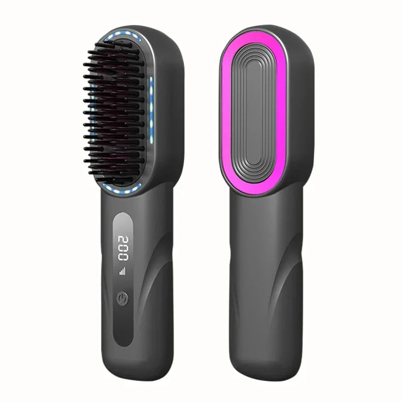 Brosse lissante sans fil cheveux Fer à lisser et boucleur rechargeable